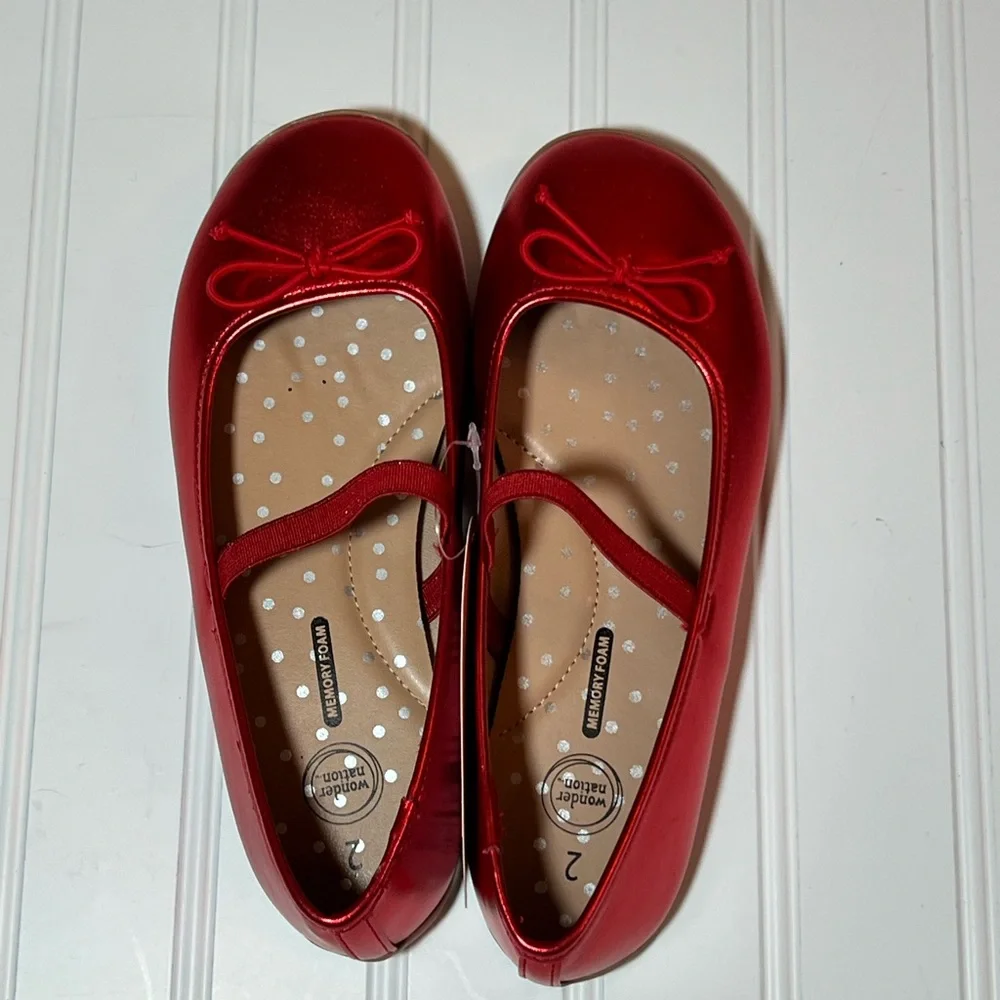 Wonder Nation Size 2 Little Girl Red Dress Shoes NWT